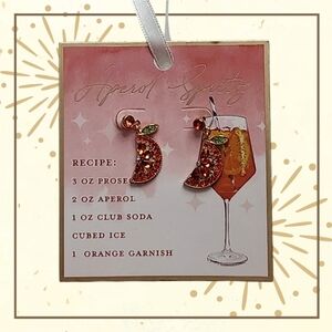 Earrings 🍑Apricot Spritzer Small Lightweight Orange Rhinestone & Silvertone NIP